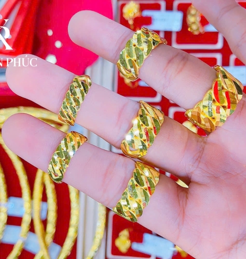 Nhẫn bản giũa vàng 980