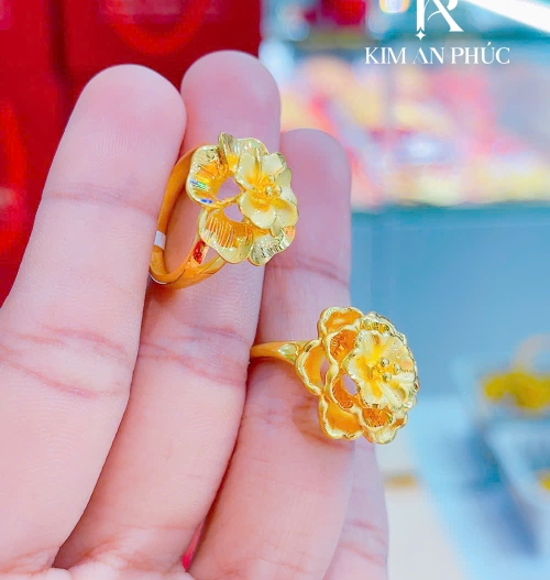 Nhẫn hình hoa vàng 24k (2)