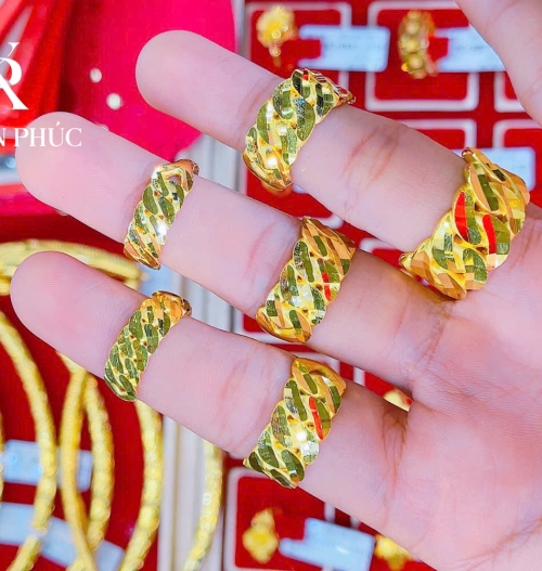 Nhẫn bản giũa vàng 980