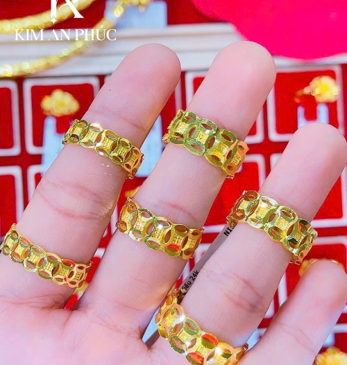 Nhẫn kim tiền vàng 980