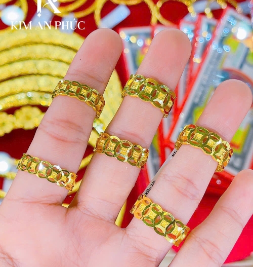 Nhẫn kim tiền vàng 980