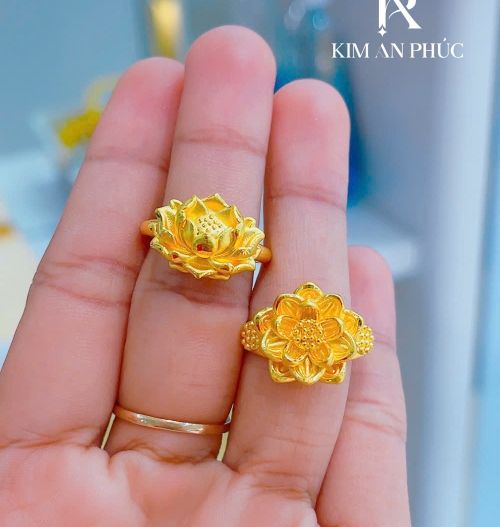 Nhẫn hình hoa sen vàng 24k
