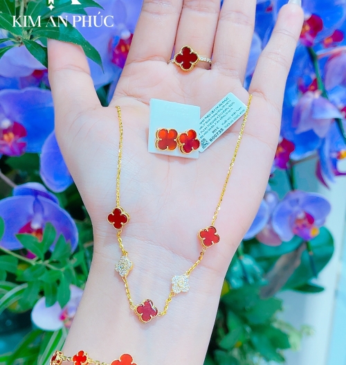 combo 4 món tết (lắc tay-dây chuyền-nhẫn-bông tai) vàng 610 (3)
