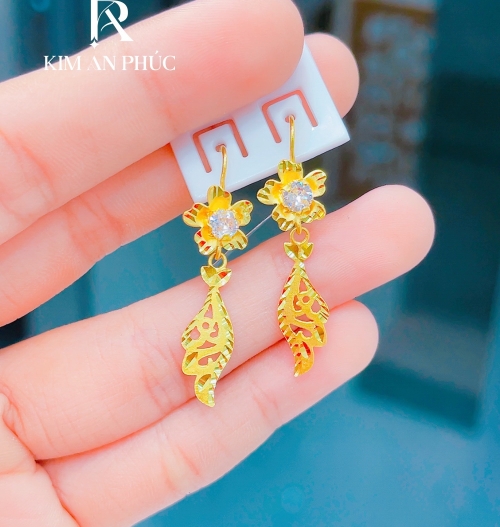 Bông tai hình hoa vàng 980 (11)