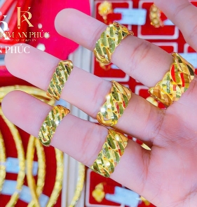 Nhẫn bản giũa vàng 980